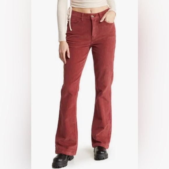 KENSIE Savannah Dusty Rose Corduroy high rise Flare Corduroy pants size 8/29 new - Picture 1 of 5